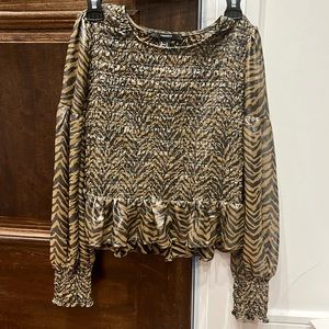 Olive green and black zebra print top size L forever 21